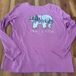 Ivory Ella Womens XL Lilac Elephant Longsleeve Tee